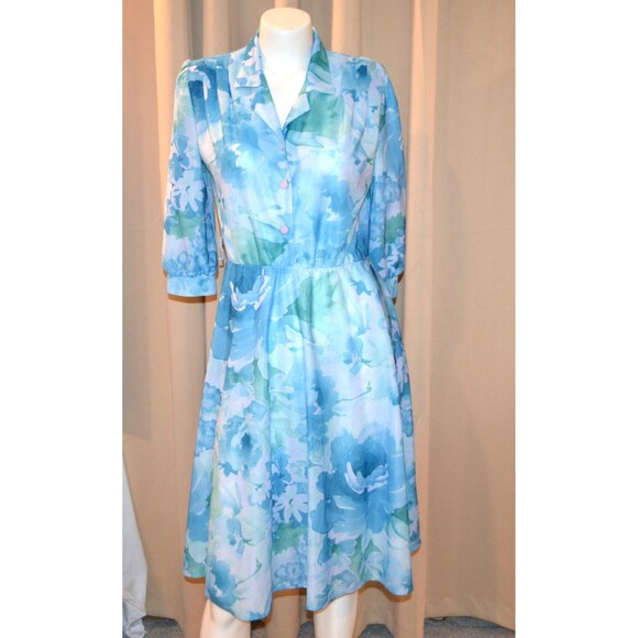 Vintage Dress 1970s Blue California Look - Picture 1 of 6